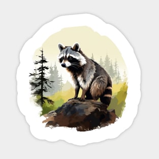 Cute Raccoon Lovers Sticker